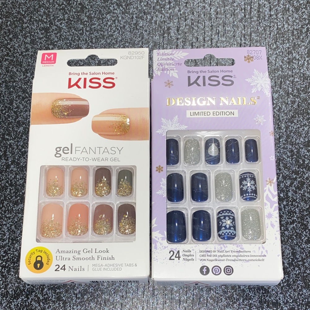 KISS Gel Fantasy and Design Nails - Nude Blue Set snowflake press on nails gel